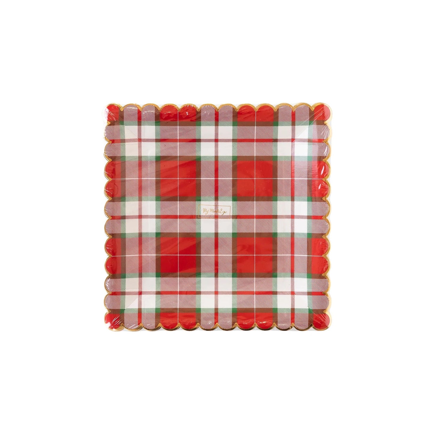 Christmas Square Plaid Plates
