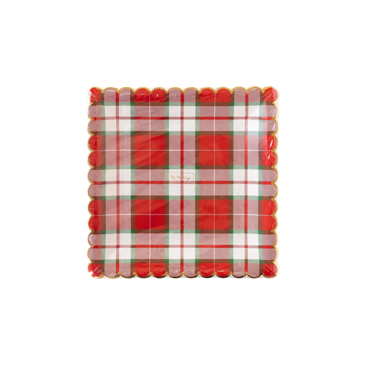 Christmas Square Plaid Plates
