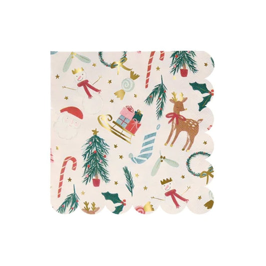 Festive Motif Small Napkins (x16)