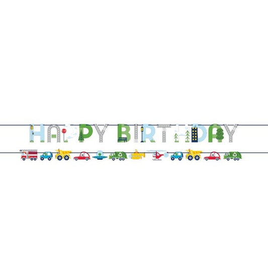 Transportation Time Happy Birthday Banner Set