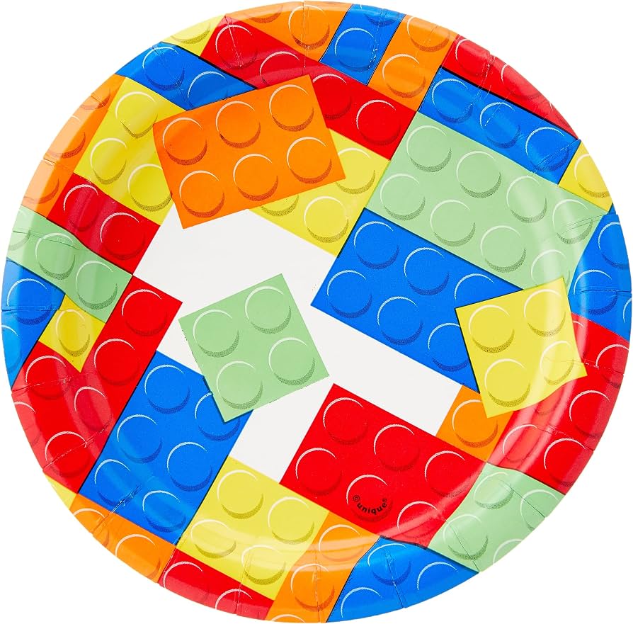 Lego/ Block Party Round Dessert Plates