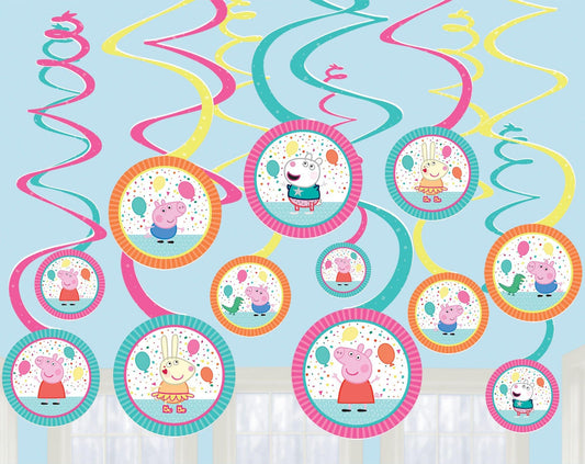 Peppa Pig Confetti Party Swirl Decorations