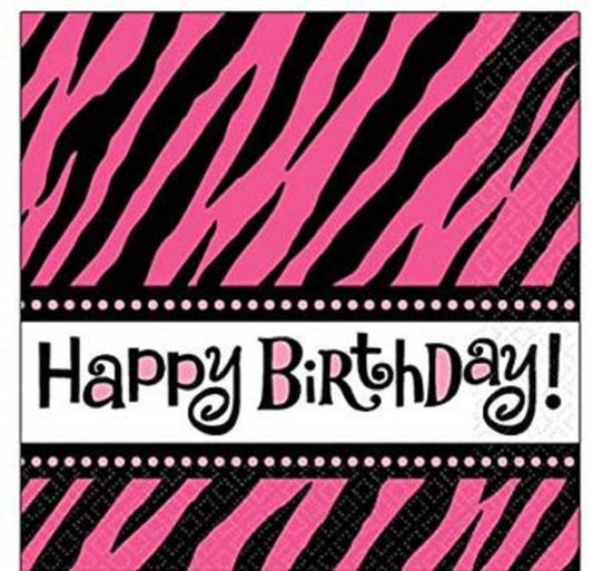 Oh So Fabulous Pink Zebra Animal Print Beverage Napkins