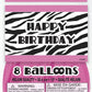 Zebra Passion Pink Print Latex Balloons