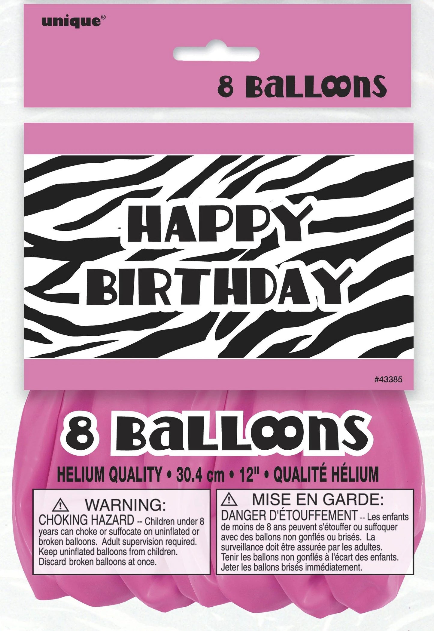 Zebra Passion Pink Print Latex Balloons