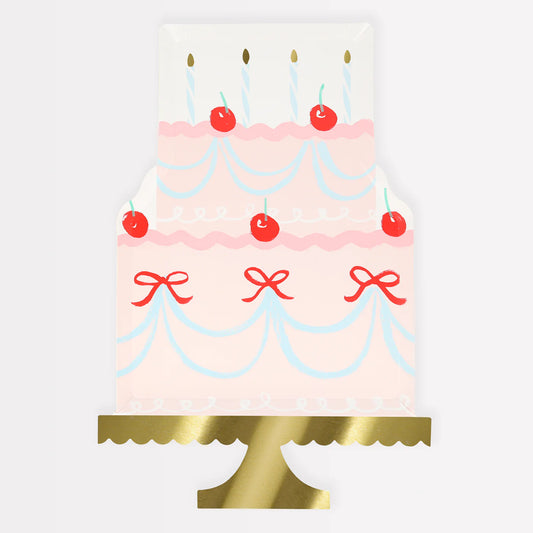 Fancy Cherry Cake Plates (x8)