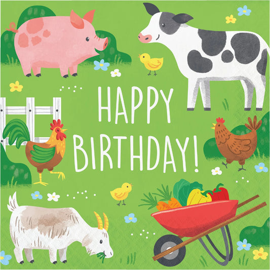 Farm Animals Happy Birthday Lunch Napkins