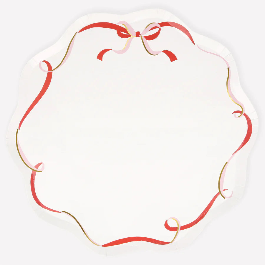 Ribbon Bow Dinner Plates (x 8)