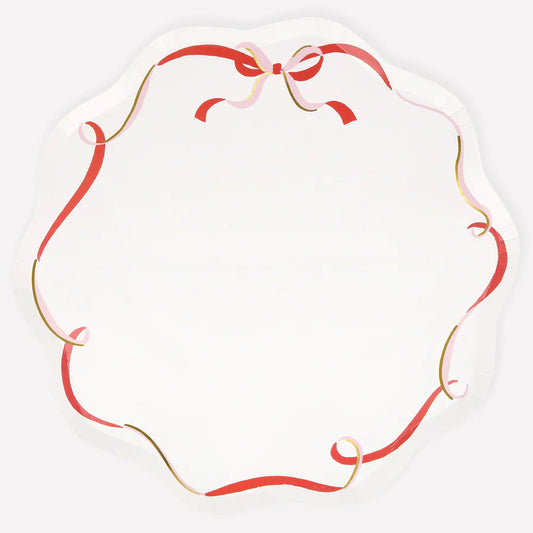 Ribbon Bow Dinner Plates (x 8)
