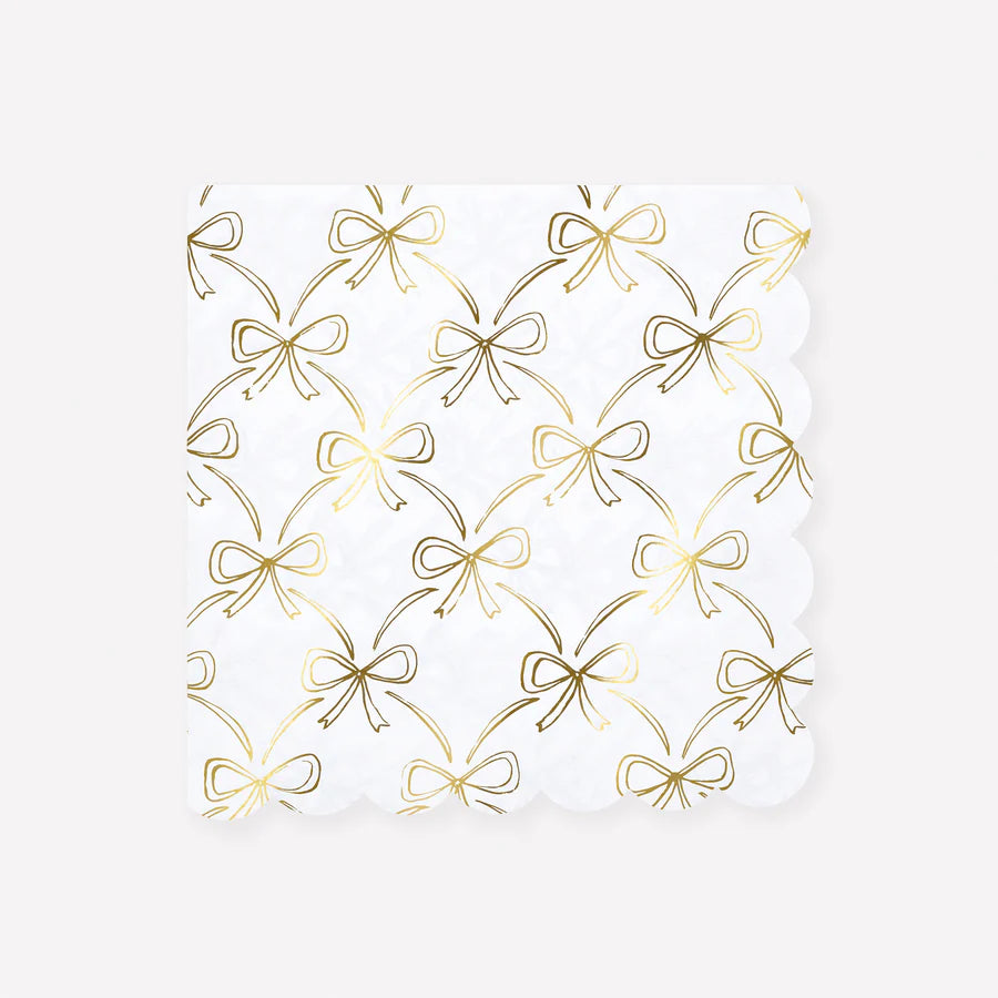 Gold Bow Large Napkins (x 16)