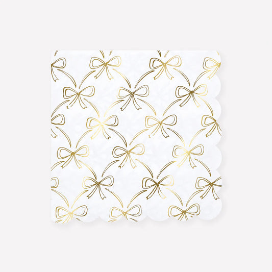 Gold Bow Large Napkins (x 16)