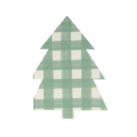 Green Gingham Tree Napkins (x16)