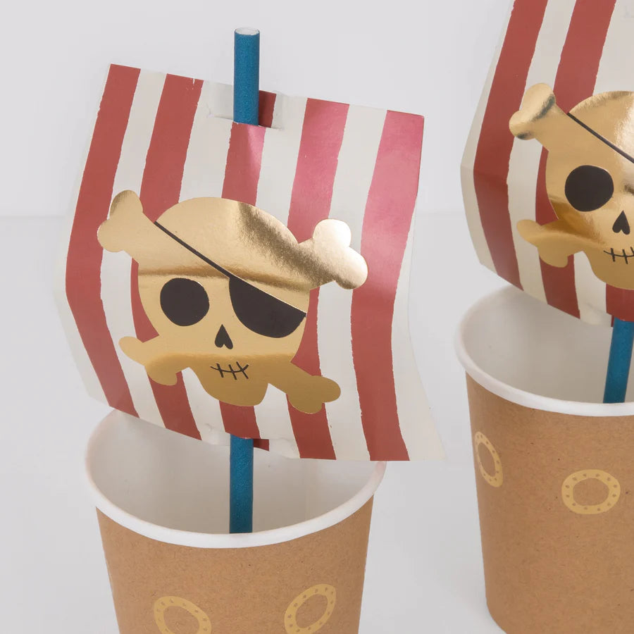 Pirate Party Cup and Straw Set (x8)