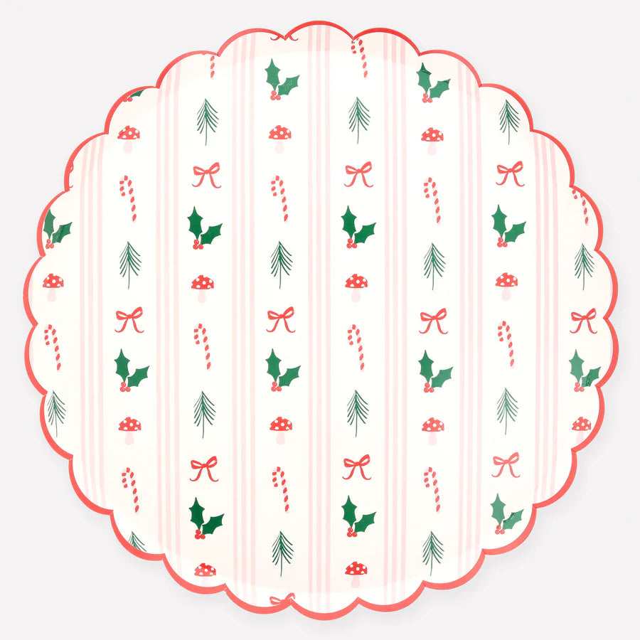 Festive Icon Stripes Dinner Plates (x 8)