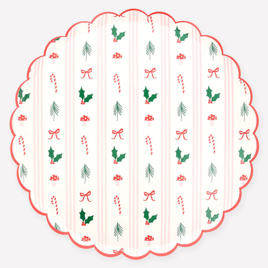 Festive Icon Stripes Dinner Plates (x 8)