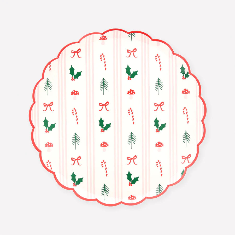 Festive Icon Stripes Side Plates (x 8)