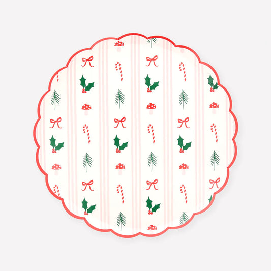 Festive Icon Stripes Side Plates (x 8)