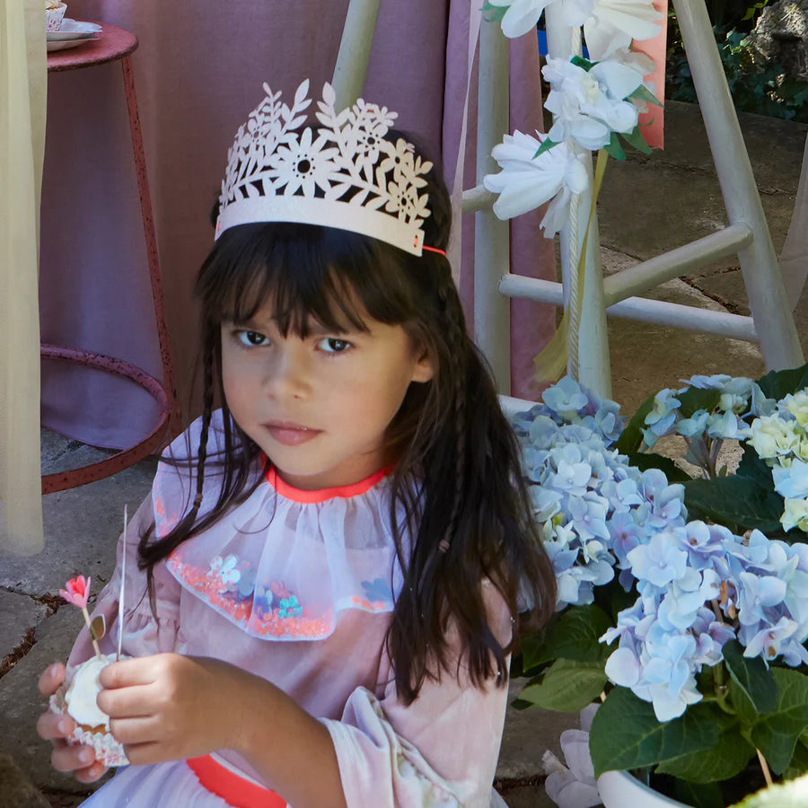 Pink Glitter Party Crown (x8)