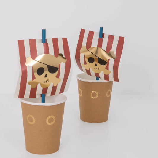 Pirate Party Cup and Straw Set (x8)