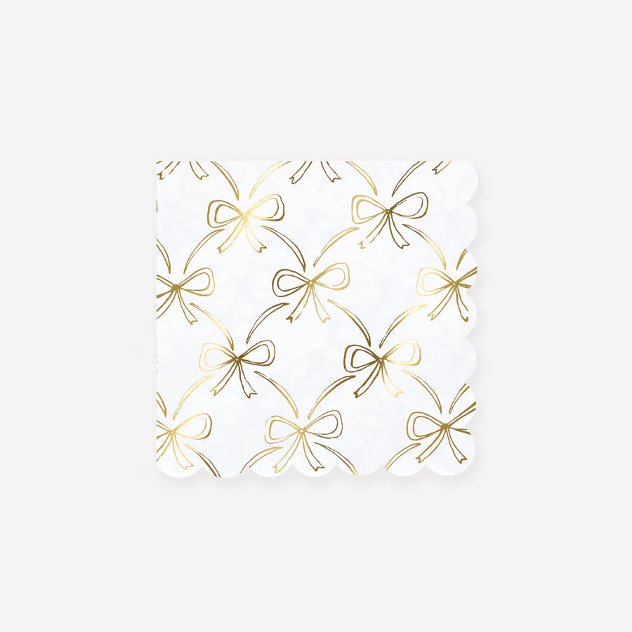 Gold Bow Small Napkins (x 16)