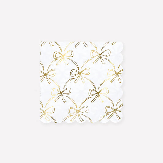 Gold Bow Small Napkins (x 16)