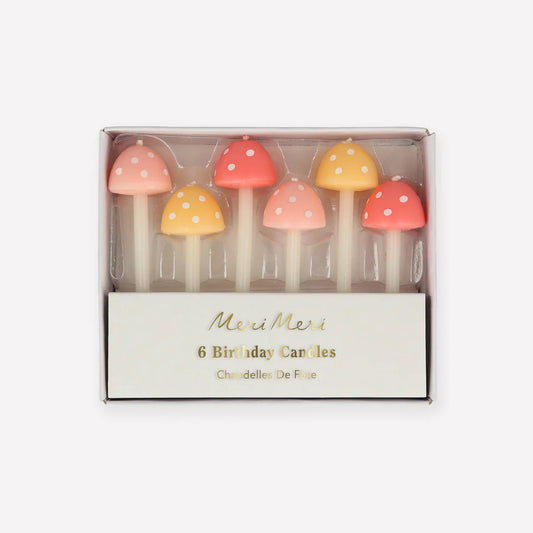 Mushroom Birthday Candles (x6)