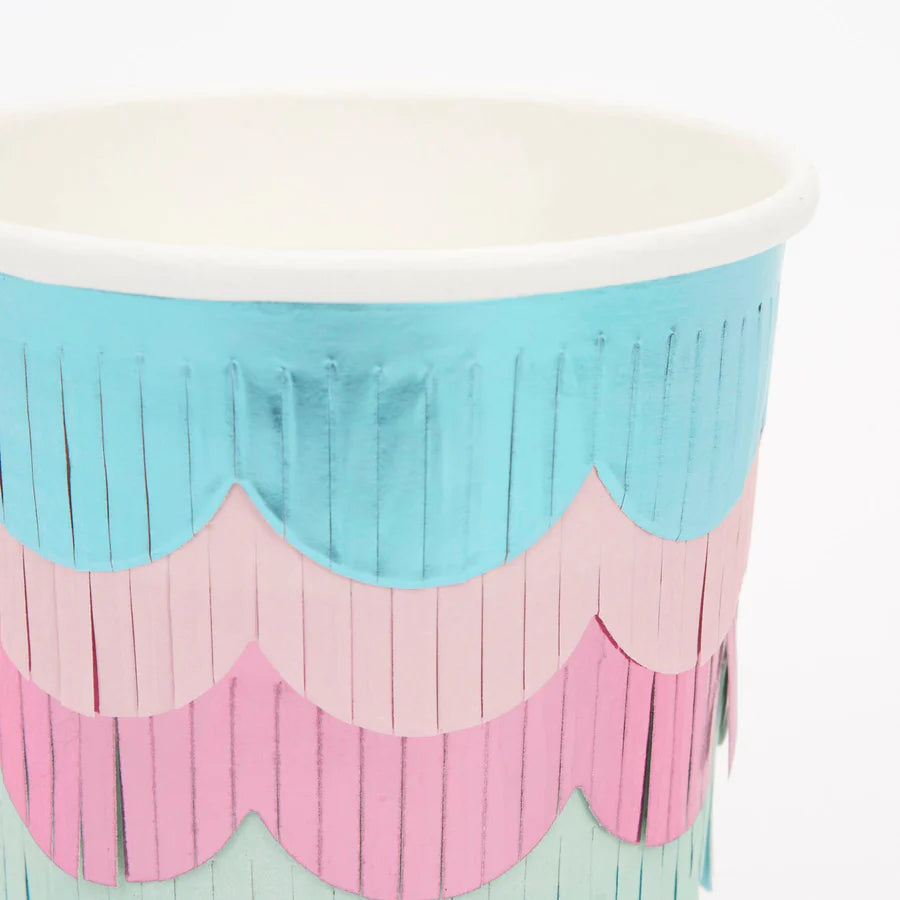 Mermaid Scalloped Fringe Cups (x8)