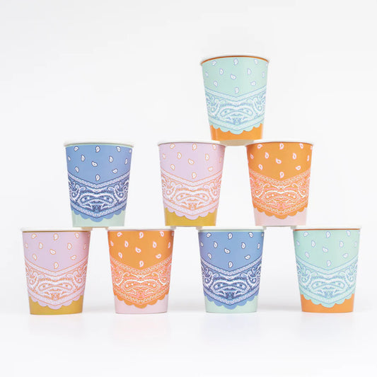 Western Bandana Cups (x8)