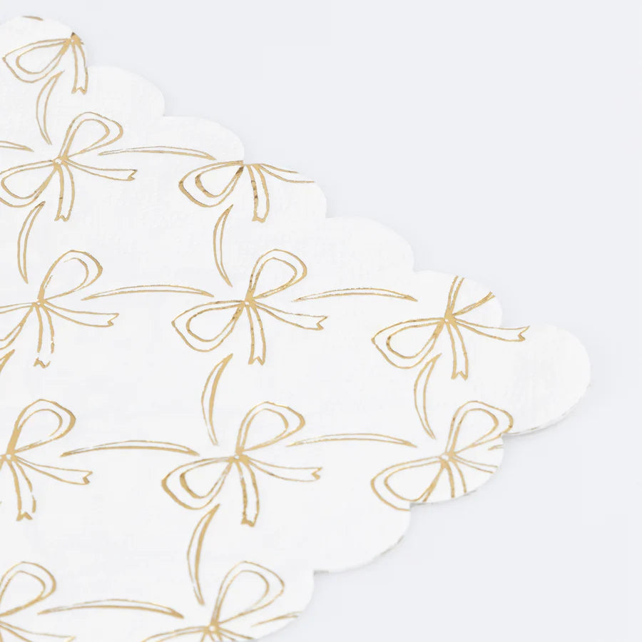 Gold Bow Large Napkins (x 16)
