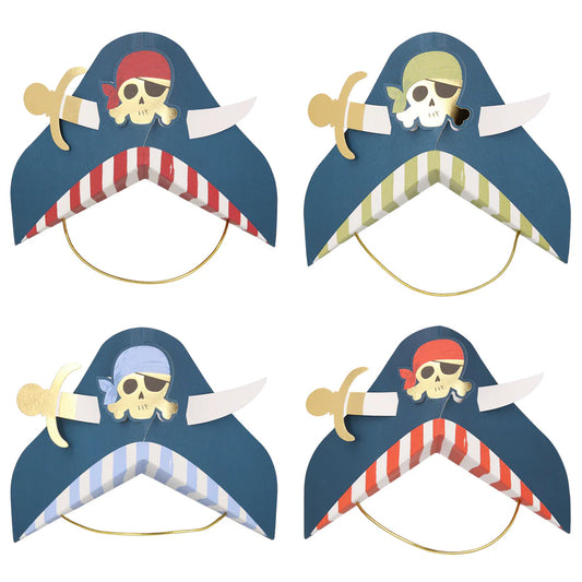 Blue Pirate Pirate Hats (x8)