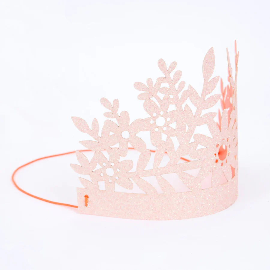 Pink Glitter Party Crown (x8)