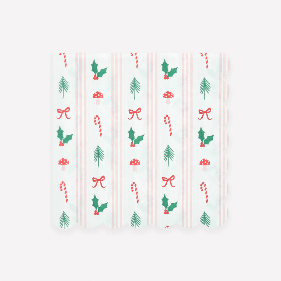 Festive Icon Stripes Large Napkins (x 16)