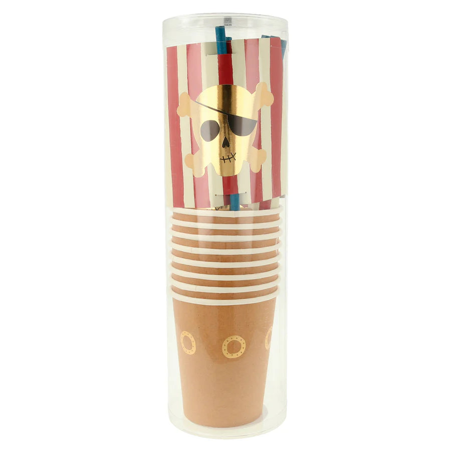 Pirate Party Cup and Straw Set (x8)