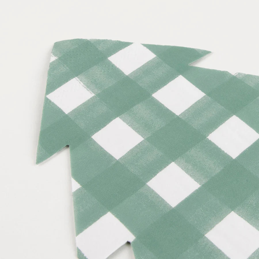 Green Gingham Tree Napkins (x16)