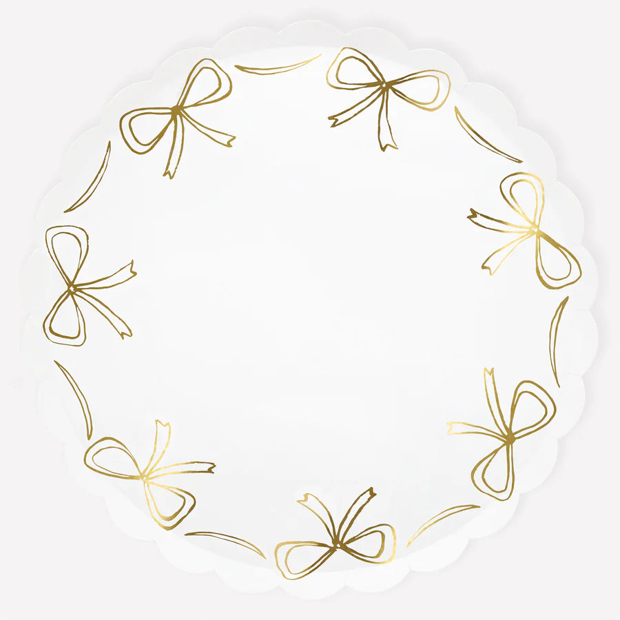 Gold Bow Dinner Plates (x 8)