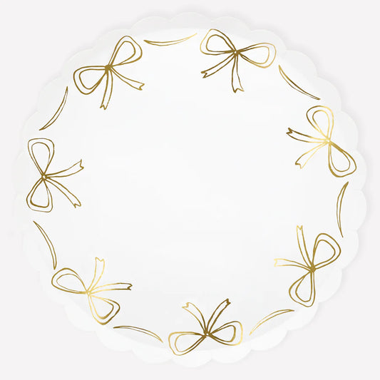 Gold Bow Dinner Plates (x 8)