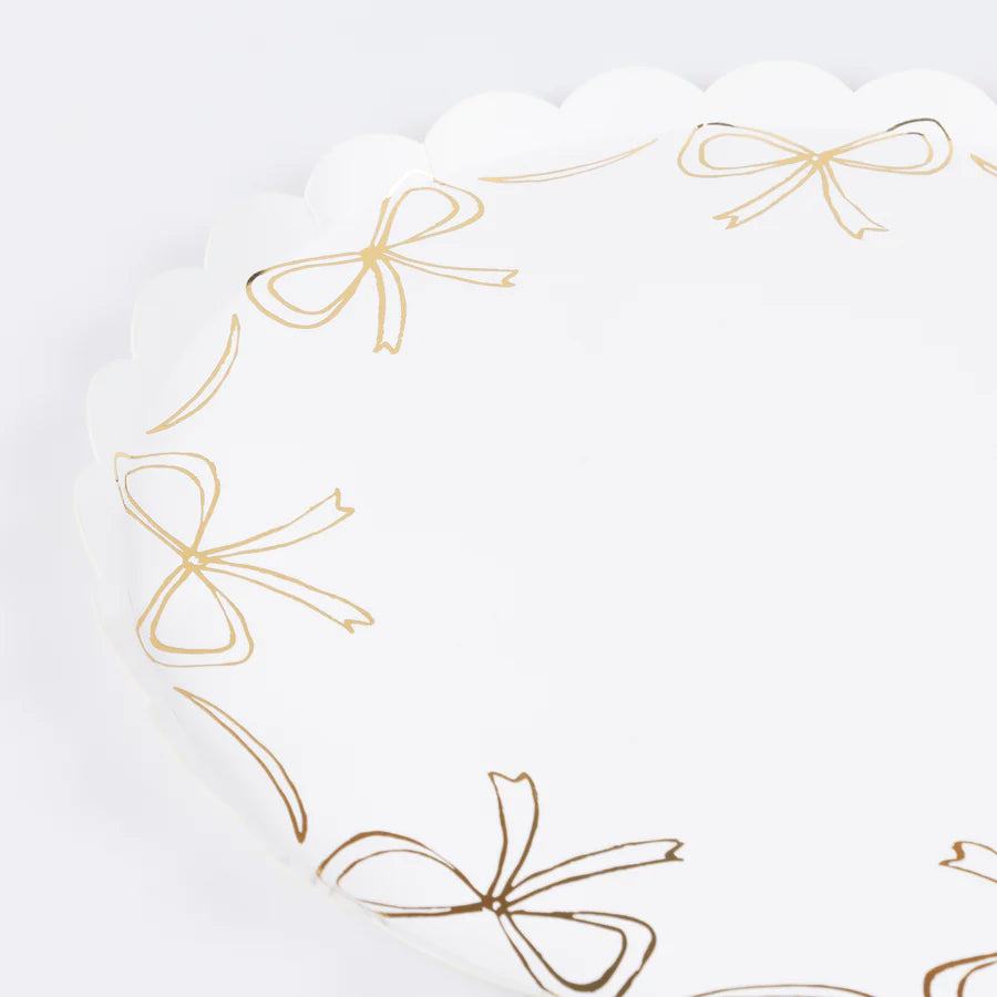 Gold Bow Dinner Plates (x 8)